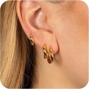 Women's Multiple Piercing Gold Wave Cubic Zircon Jewelry Earrings